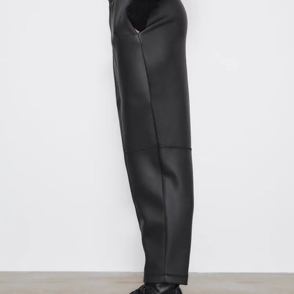 ZARA NEW COATED PANTS BLACK size M - Picture 5 of 8